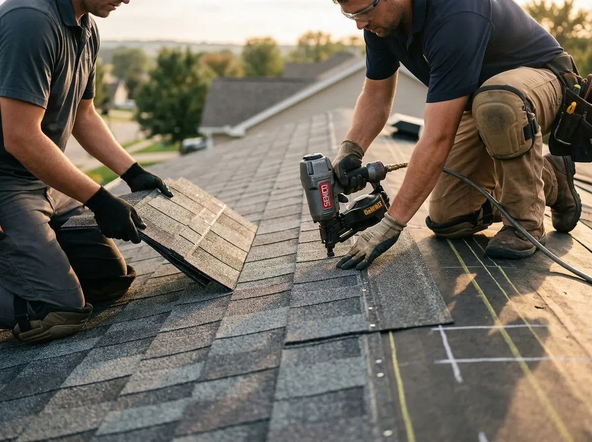 Professional roofer working on a residential roof in Parkwood